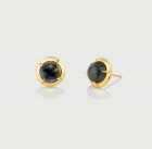 Hematite Doublet Gold Plated Silver Stud Earrings-AlmadiPietra Hematite Doublet Gold Plated Silver Stud Earrings-AlmadiPietra