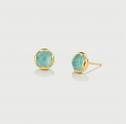 Aquamarine Doublet Stud Earrings in Gold Plated Silver -AlmadiPietra Aquamarine Doublet Stud Earrings in Gold Plated Silver -AlmadiPietra
