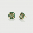 Labradorite Doublet and Green Zircon Gemstones Stud Earrings ιν Gold Plated Silver-AlmadiPietra Labradorite Doublet and Green Zircon Gemstones Stud Earrings ιν Gold Plated Silver-AlmadiPietra