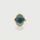 Aquamarine Cabochon with Diamonds Statement Ring in 18K Yellow Gold-AlmaDiPietra Aquamarine Cabochon with Diamonds Statement Ring in 18K Yellow Gold-AlmaDiPietra