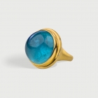Aquamarine Cabochon with Diamonds Statement Ring in 18K Yellow Gold-AlmaDiPietra Aquamarine Cabochon with Diamonds Statement Ring in 18K Yellow Gold-AlmaDiPietra