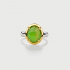 Doublet Crystal Quartz with Green Copper Gold Plated Silver Ring-AlmaDiPietra