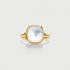 Doublet Crystal Quartz with Mother of Pearl Silver Gold Plated Ring-AlmaDiPietra Doublet Crystal Quartz with Mother of Pearl Silver Gold Plated Ring-AlmaDiPietra