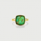 Doublet Crystal Quartz with Green Copper Gold Plated Silver Ring-AlmaDiPietra