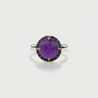 Doublet Crystal Quartz with Amethyst and Black Zircons Gold Plated Silver Ring-AlmaDiPietra Doublet Crystal Quartz with Amethyst and Black Zircons Gold Plated Silver Ring-AlmaDiPietra