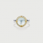 Doublet Crystal Quartz with Mother of Pearl and White Zircons Silver Gold Plated Ring-AlmaDiPietra Doublet Crystal Quartz with Mother of Pearl and White Zircons Silver Gold Plated Ring-AlmaDiPietra