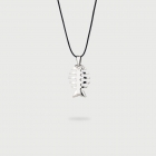 ​White Rhodium Plated Silver Fish Bone Pendant-AlmaDiPietra
