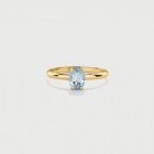 Natural Oval-Cut Aquamarine Ring in 14K Yellow Gold-AlmaDiPietra