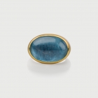 Natural Oval Cabochon Aquamarine Hollow Ring in 18K Yellow Gold-AlmaDiPietra Natural Oval Cabochon Aquamarine Hollow Ring in 18K Yellow Gold-AlmaDiPietra