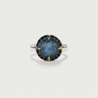 Doublet Crystal Quartz with Hematite and Black Zircons Silver Ring-AlmaDiPietra Doublet Crystal Quartz with Hematite and Black Zircons Silver Ring-AlmaDiPietra