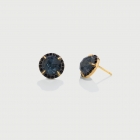 Doublet Crystal Quartz with Hematite USA and black Zircons Gold Plated Silver stud Earrings-AlmaDiPietra Doublet Crystal Quartz with Hematite USA and black Zircons Gold Plated Silver stud Earrings-AlmaDiPietra