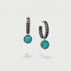 Doublet Crystal Quartz with Turquoise Hoop Silver Earrings-AlmaDiPietra Doublet Crystal Quartz with Turquoise Hoop Silver Earrings-AlmaDiPietra