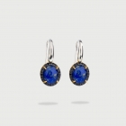 Doublet Crystal Quartz with Lapis Lazuli with Black Zircons Silver Drop Earrings-AlmaDiPietra Doublet Crystal Quartz with Lapis Lazuli with Black Zircons Silver Drop Earrings-AlmaDiPietra