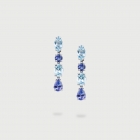 Tanzanite and Blue Topaz Riviera Earrings​ in 18K White Gold-AlmaDiPietra