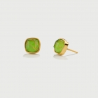 Doublet Crystal Quartz with Green Copper Gold Plated Silver Stud Earrings-AlmaDiPietra Doublet Crystal Quartz with Green Copper Gold Plated Silver Stud Earrings-AlmaDiPietra