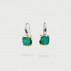 Doublet Crystal Quartz with Malachite Gold Plated Silver Drop Earrings-AlmaDiPietra Doublet Crystal Quartz with Malachite Gold Plated Silver Drop Earrings-AlmaDiPietra
