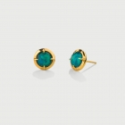 Doublet Crystal Quartz with Chrysocolla Gold Plated Silver Stud Earrings-AlmaDiPietra Doublet Crystal Quartz with Chrysocolla Gold Plated Silver Stud Earrings-AlmaDiPietra