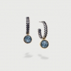 Doublet Crystal Quartz with Hematite USA Hoop Silver Earrings-AlmaDiPietra Doublet Crystal Quartz with Hematite USA Hoop Silver Earrings-AlmaDiPietra