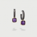 Doublet Crystal Quartz with Sugilite Hoop Silver Earrings-AlmaDiPietra Doublet Crystal Quartz with Sugilite Hoop Silver Earrings-AlmaDiPietra