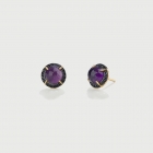 Doublet Crystal Quartz with Amethyst and black Zircons Gold Plated Silver Stud Earrings-AlmaDiPietra Doublet Crystal Quartz with Amethyst and black Zircons Gold Plated Silver Stud Earrings-AlmaDiPietra