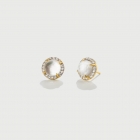 Doublet Crystal Quartz with Mother of Pearl and White Zircons Silver Stud Earrings-AlmaDiPietra Doublet Crystal Quartz with Mother of Pearl and White Zircons Silver Stud Earrings-AlmaDiPietra