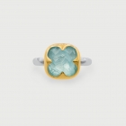 Doublet Crystal Quartz with Aquamarine Gold Plated Silver Ring-AlmadiPietra Doublet Crystal Quartz with Aquamarine Gold Plated Silver Ring-AlmadiPietra