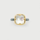 Doublet Crystal Quartz with Mother of Pearl Gold Plated Silver Ring-AlmadiPietra Doublet Crystal Quartz with Mother of Pearl Gold Plated Silver Ring-AlmadiPietra