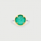 Doublet Crystal Quartz with Blue Green Chalcedony Gold Plated Silver Ring-AlmadiPietra Doublet Crystal Quartz with Blue Green Chalcedony Gold Plated Silver Ring-AlmadiPietra