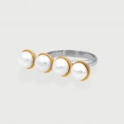White Freshwater Pearls in Gold Plated Silver Ring-AlmadiPietra White Freshwater Pearls in Gold Plated Silver Ring-AlmadiPietra