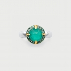 Doublet Crystal Quartz with Amazonite and Zircons Gold Plated Silver Ring-AlmadiPietra Doublet Crystal Quartz with Amazonite and Zircons Gold Plated Silver Ring-AlmadiPietra