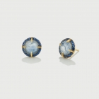 Kyanite Doublet and Blue Zircon gemstones Stud Earrings in Gold Plated Silver-AlmadiPietra Kyanite Doublet and Blue Zircon gemstones Stud Earrings in Gold Plated Silver-AlmadiPietra