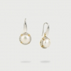 White Freshwater Pearls with White Zircon Gemstones Drop Earrings in Gold Plated Silver-AlmadiPietra White Freshwater Pearls with White Zircon Gemstones Drop Earrings in Gold Plated Silver-AlmadiPietra