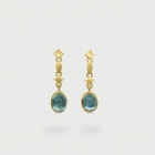 Cabochon Aquamarine Drop Earrings with elements in 18K yellow gold-AlmadiPietra