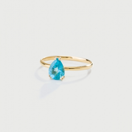 Pear-Shaped Apatite Ring in 14K Yellow Gold​-AlmaDiPietra