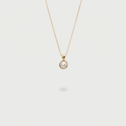 White Freshwater Pearl Pendant in 14K Yellow Gold​, Layering Pendant​-AlmaDiPietra
