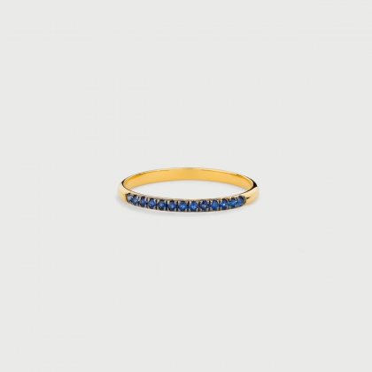 Intense Blue Sapphires in 14K Yellow Gold Stackable Ring, Elegant Gold Dainty Ring-AlmadiPietra