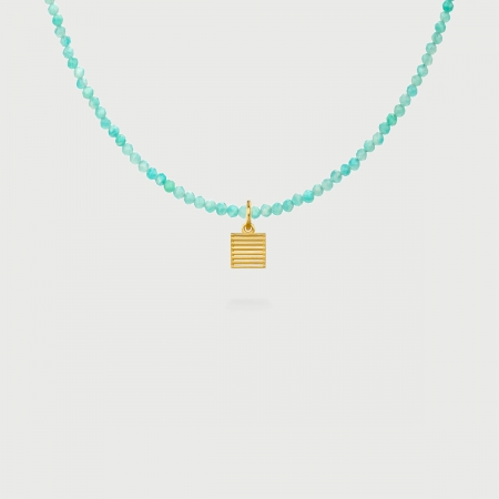 ​​"Cube" 14K Gold Pendant of “Linned Drops” Collection​-AlmaDiPietra
