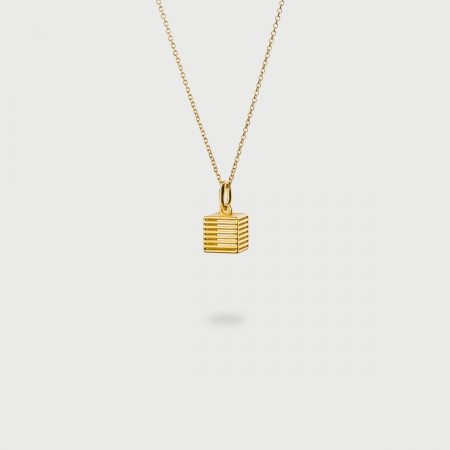 "Cage" 14K Gold Pendant of “Linned Drops” Collection-AlmaDiPietra