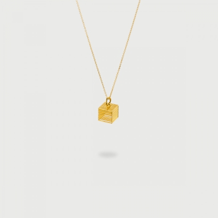 ​​"Open Checkered" 14K Gold Pendant of “Linned Drops” Collection​-AlmaDiPietra