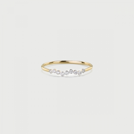 Diamonds Long-Wave Stackable Ring ​in 14K Yellow Gold-AlmaDiPietra
