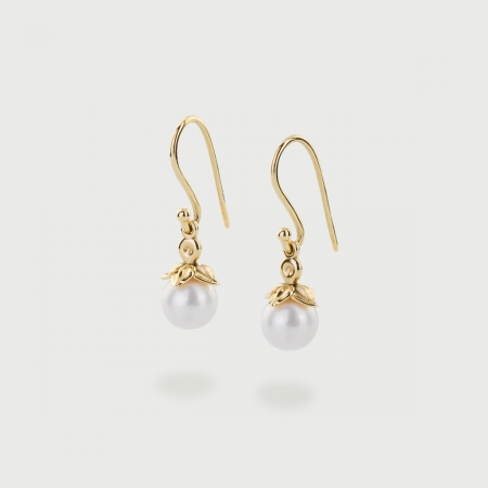 Freshwater Pearl Drop Earrings in 14K Gold-AlmaDiPietra