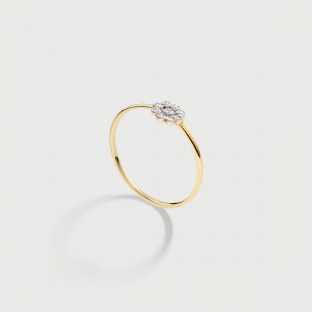 ​Diamonds Flower Stackable Ring in 14K Yellow Gold​-AlmaDiPietra