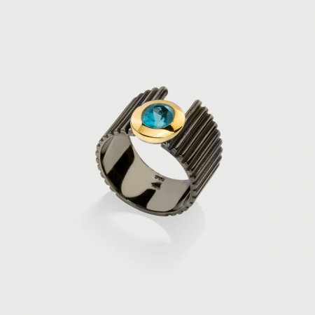 Apatite Ring​ in 14K Yellow Gold and Silver 925-AlmaDiPietra