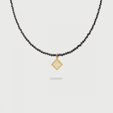 ​​"Rhombus Stitched" 14K Gold Pendant of “Linned Drops” Collection​​-AlmaDiPietra