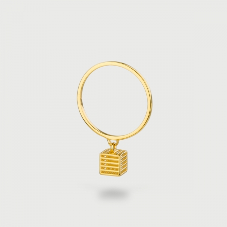 "Cage" 14K Gold Ring of “Linned Drops” Collection-AlmadiPietra