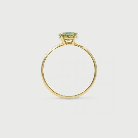 Green Tourmaline Ring in 14K Yellow Gold-AlmadiPietra