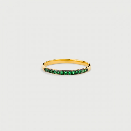 Tsavorite gemstones in 14K Yellow Gold Stackable Ring, Elegant Gold Dainty Ring-AlmadiPietra