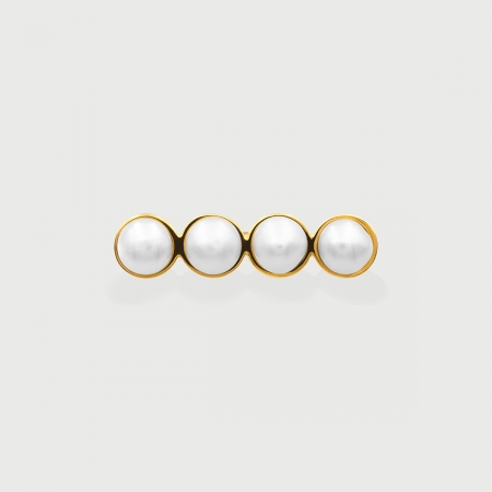 White Freshwater Pearls in Gold Plated Silver Ring-AlmadiPietra