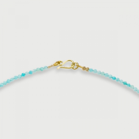 Natural Amazonite strand bead necklace in 14K Yellow Gold
