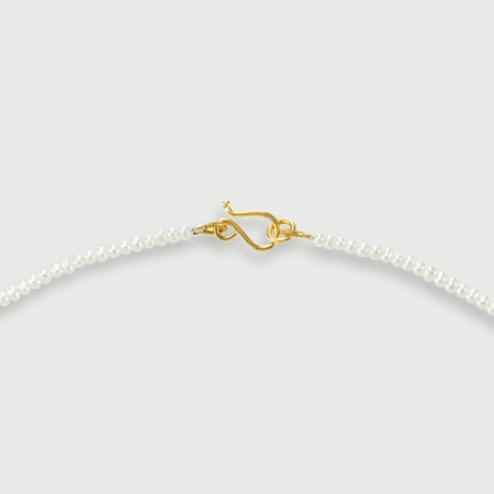 White Freshwater Pearls strand bead necklace in 14K Yellow Gold-AlmaDiPietra